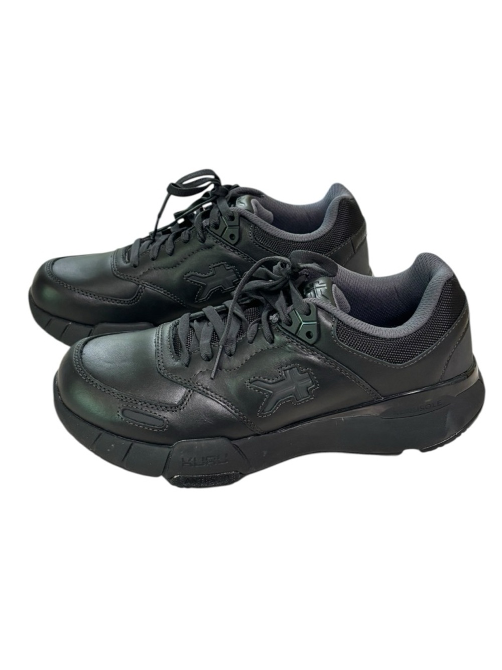 KURU Kinetic Shoes Mens Size 8 Black Leather Work Sneakers Comfort Anti Slip
